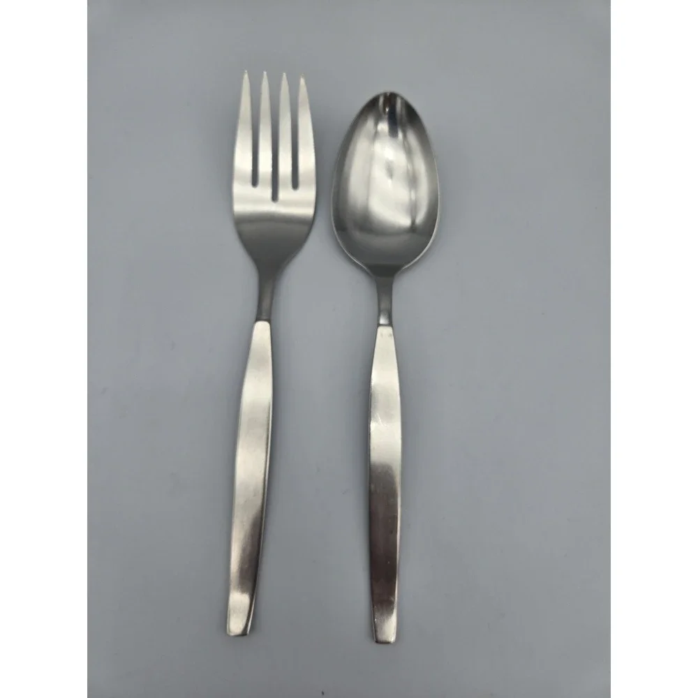 Oneida Community Frostfire Stainless Satin Solid Serving Spoon & Meat Fork